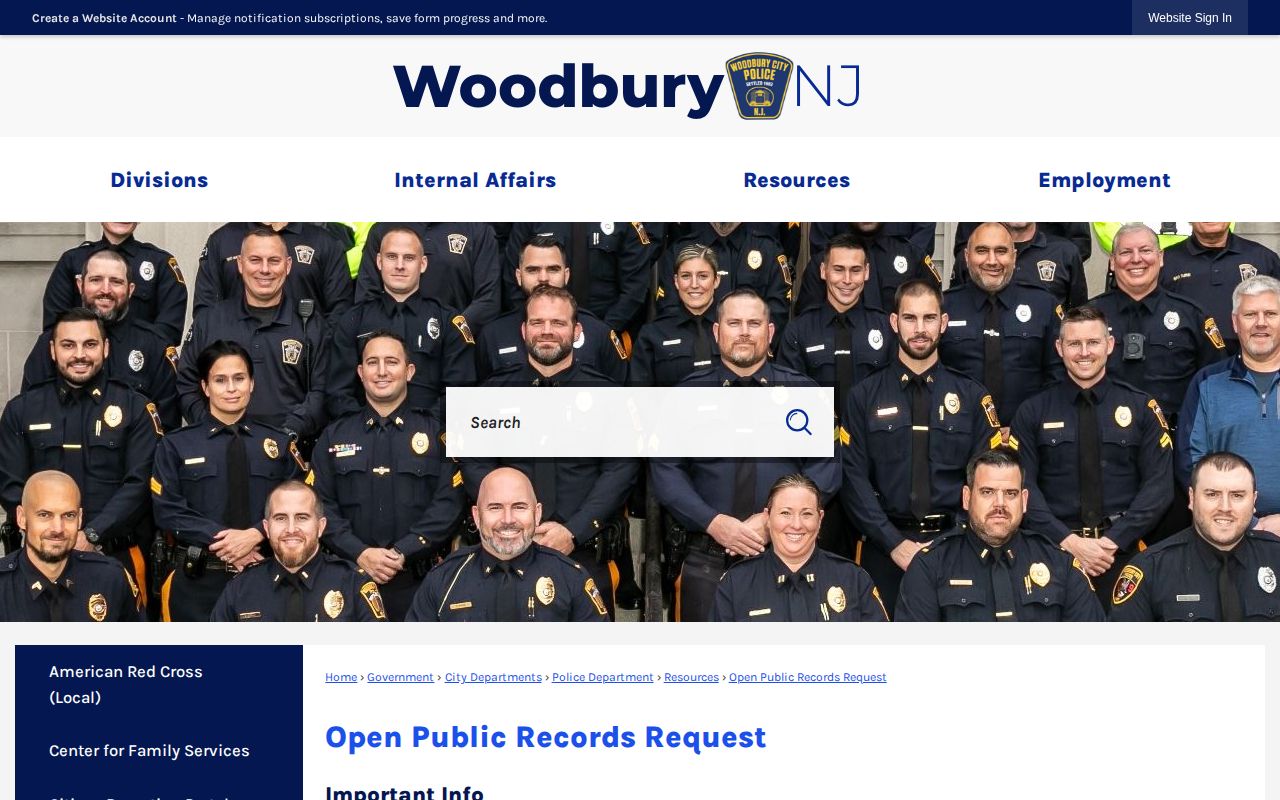 Woodbury Police official arrest-record request information